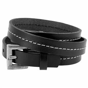 Triple stitz lederen armband zwart