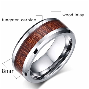 Wolfraam ring met houtinleg