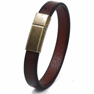 Netri lederen armband met bronzen magnetische sluiting