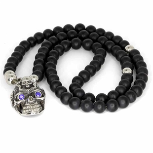 Herensieraden parelketting skull