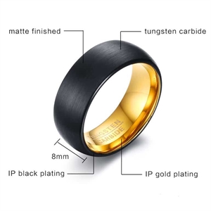 Goud/zwarte wolfraam ring