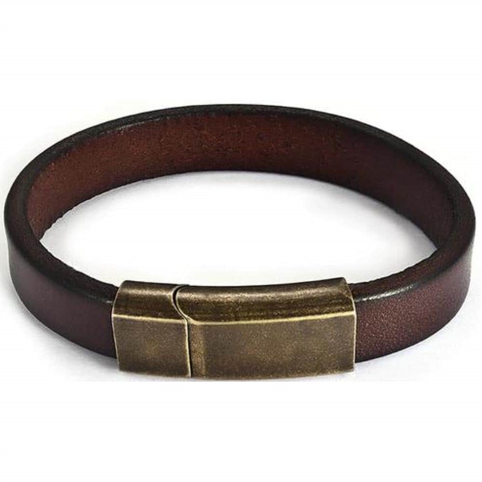 Netri lederen armband met bronzen magnetische sluiting