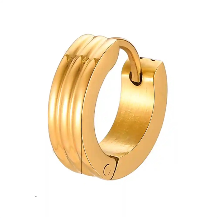 Golden Ridge Hoop – Exclusieve Herenoorbel in Verguld Staal