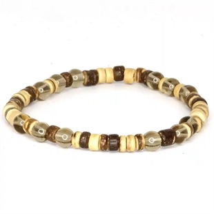 Parelarmband met kokos en quartz stenen – 6 mm (ca. 20 cm)