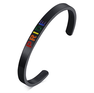 Zwarte Bangle Pride armband van roestvrij staal.