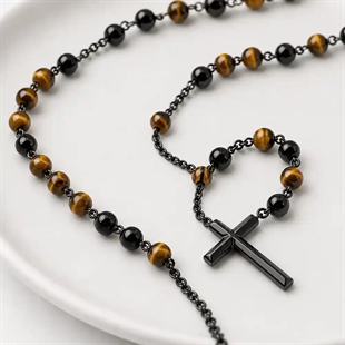 San Luca Nero / Rozenkrans met tigereye kralen