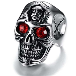 Rood oog schedel - Biker ring