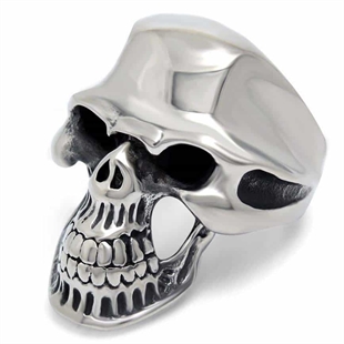 Schedel biker ring in staal