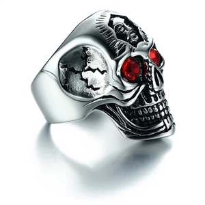 Rood oog schedel - Biker ring