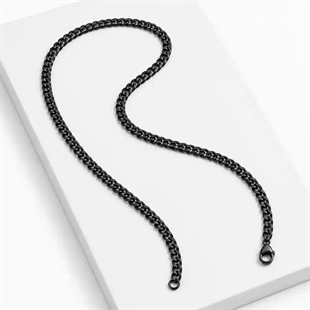 Romano zwarte herenketting van roestvrij staal, 5 mm