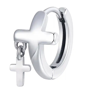 Herenoorbel in roestvrij staal met dubbel kruisdesign