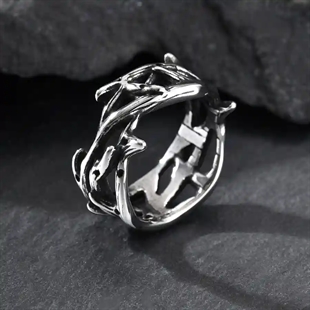 Herenring voor mannen in geoxideerd roestvrij staal