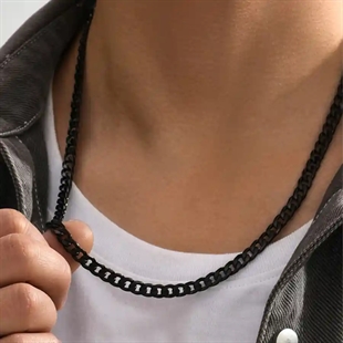 Zwarte stalen ketting 60cm