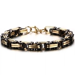 Zwart Gouden Hawn Armband in Staal