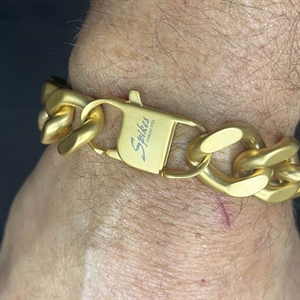 XL Mat gouden vierkante armband in roestvrij staal / 1,6 cm