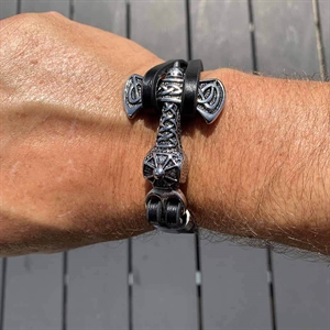 Thors-hammer armband staal