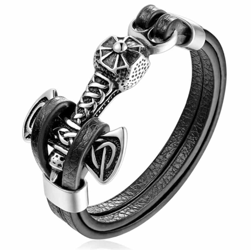 Thors-hammer armband staal