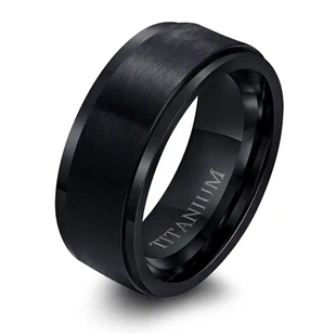 Black titan herenring – 8 mm matte afwerking