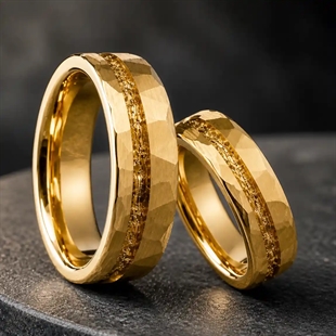 Aurelio – PVD-vergulde tungsten ring in 6 of 8 mm