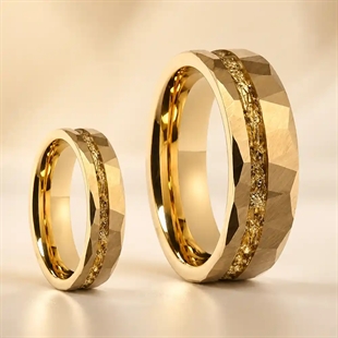 Aurelio – PVD-vergulde tungsten ring in 6 of 8 mm