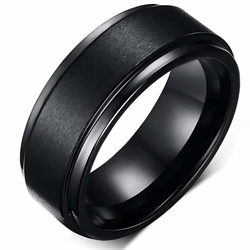 Panther wolfraam-ring mat zwart hardmetaal